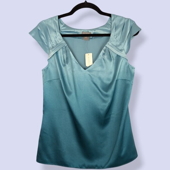 NWT Ann Taylor Blue Gradient Satin Top - Picture 4 of 7